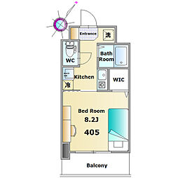 カレッジコート西千葉 4階ワンルームの間取り