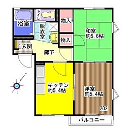 コーポTN春日C 2Kの間取図画像
