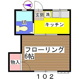 サンコート館山 1Kの間取図画像