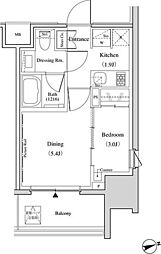 ザ・パークハビオ北千住 9階1DKの間取り