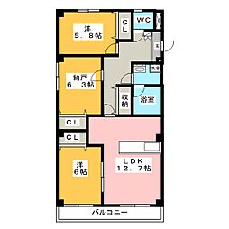 ＴＫＣ 2階3LDKの間取り