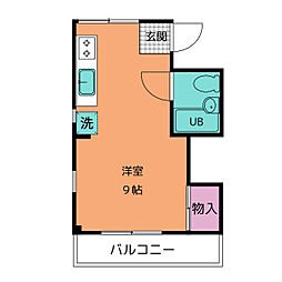 ハラハイツ 1階ワンルームの間取り