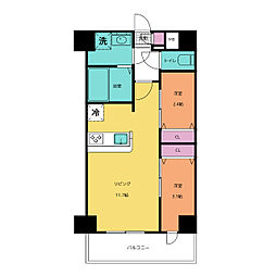 メイクスアート五反野 3階2LDKの間取り