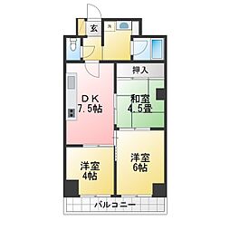 北千住ホワイトハイツ 3DKの間取図画像