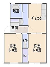ボナールハイム 2DKの間取図画像