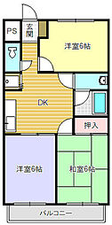 コーポウエタケ2 3DKの間取図画像