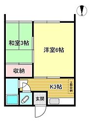 大熊荘 2Kの間取図画像