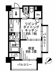 レジディア池尻大橋 14階1LDKの間取り