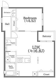 LATINA 2階1LDKの間取り
