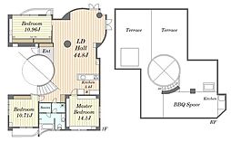 グリーンテラス元代々木 4階3LDKの間取り