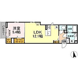 アンジュール中野 3階1LDKの間取り