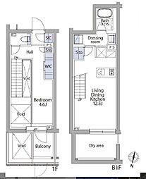 イプセ代々木上原Residence 1階1LDKの間取り