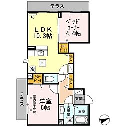 コンソラータ 1階2LDKの間取り