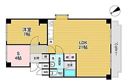 ロイヤルアークI 2階1SLDKの間取り
