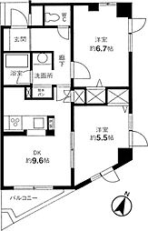 クリーン下北沢 4階2DKの間取り