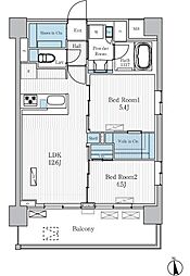 Terra蚕糸の森 3階2LDKの間取り
