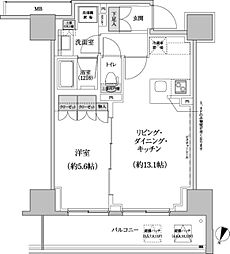 パークハビオ渋谷本町レジデンス 1LDKの間取図画像