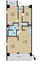 HF若林公園レジデンス 3LDKの間取図画像