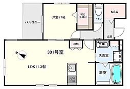 FLATS-A渋谷笹塚テラス 1LDKの間取図画像