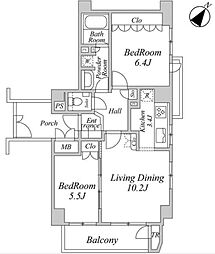 ネバーランド荻窪アヴァンセ 2LDKの間取図画像