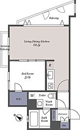 ドゥーエ代々木 1LDKの間取図画像