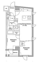 ザ・パークハビオ新高円寺 2LDKの間取図画像