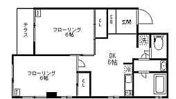 サニークレスト初台 2DKの間取図画像