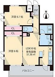 ステディコート桜上水 2LDKの間取図画像