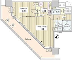 ユニゾンタワー東中野 1LDKの間取図画像