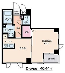プレジールS 1LDKの間取図画像