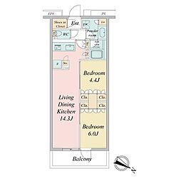 BRANSIESTA目黒中央町 2LDKの間取図画像
