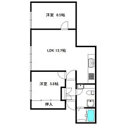TRD-フラット 2LDKの間取図画像