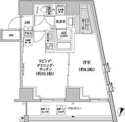 パークハビオ渋谷本町レジデンス 1LDKの間取図画像