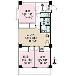 三井フラット 3LDKの間取図画像