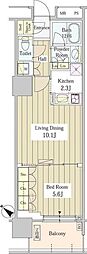 ユニゾンタワー東中野 1LDKの間取図画像