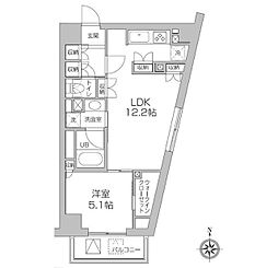 レジディア高円寺 1LDKの間取図画像