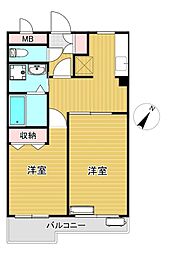 ヒルトップ88 2DKの間取図画像