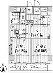 HF東中野レジデンス 2DKの間取図画像