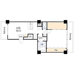 ニュー常磐松マンション 1LDKの間取図画像