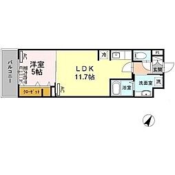 ラ・フォルテ弦巻 1LDKの間取図画像