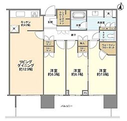 二子玉川ライズタワー&レジデンスタワーイースト 3LDKの間取図画像