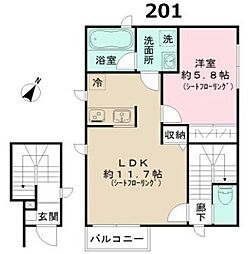 Residenza Gemelli Nord 1LDKの間取図画像