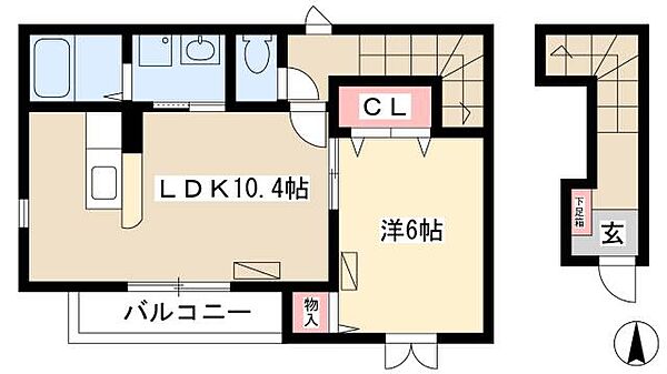 グラース　メゾン ｜愛知県名古屋市中川区南脇町1丁目(賃貸アパート1LDK・2階・43.11㎡)の写真 その2