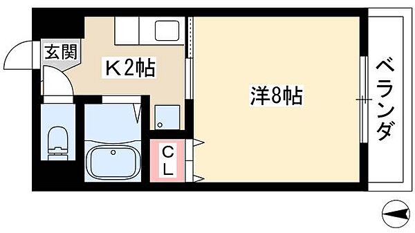 フレア ｜愛知県名古屋市中村区高道町3丁目(賃貸マンション1K・2階・24.20㎡)の写真 その2