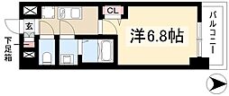 ディアレイシャス名古屋太閤通III 11階1Kの間取り