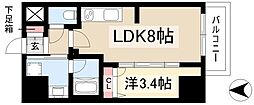 ディアレイシャス名古屋浄心 7階1LDKの間取り