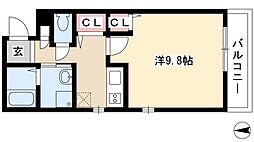 Y.S.ハイツ万代 1階1Kの間取り
