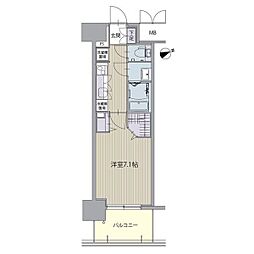 パルティール八田 1Kの間取図画像