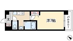 パークフラッツ金山 3階1Kの間取り