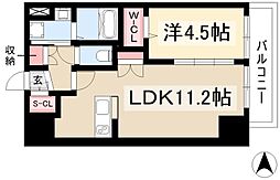 プレイズシード名古屋亀島 10階1LDKの間取り
